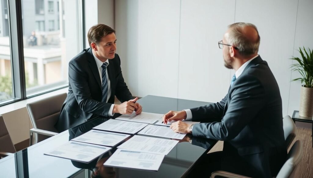 Qualified Intermediary explaining 1031 exchange documents to a client