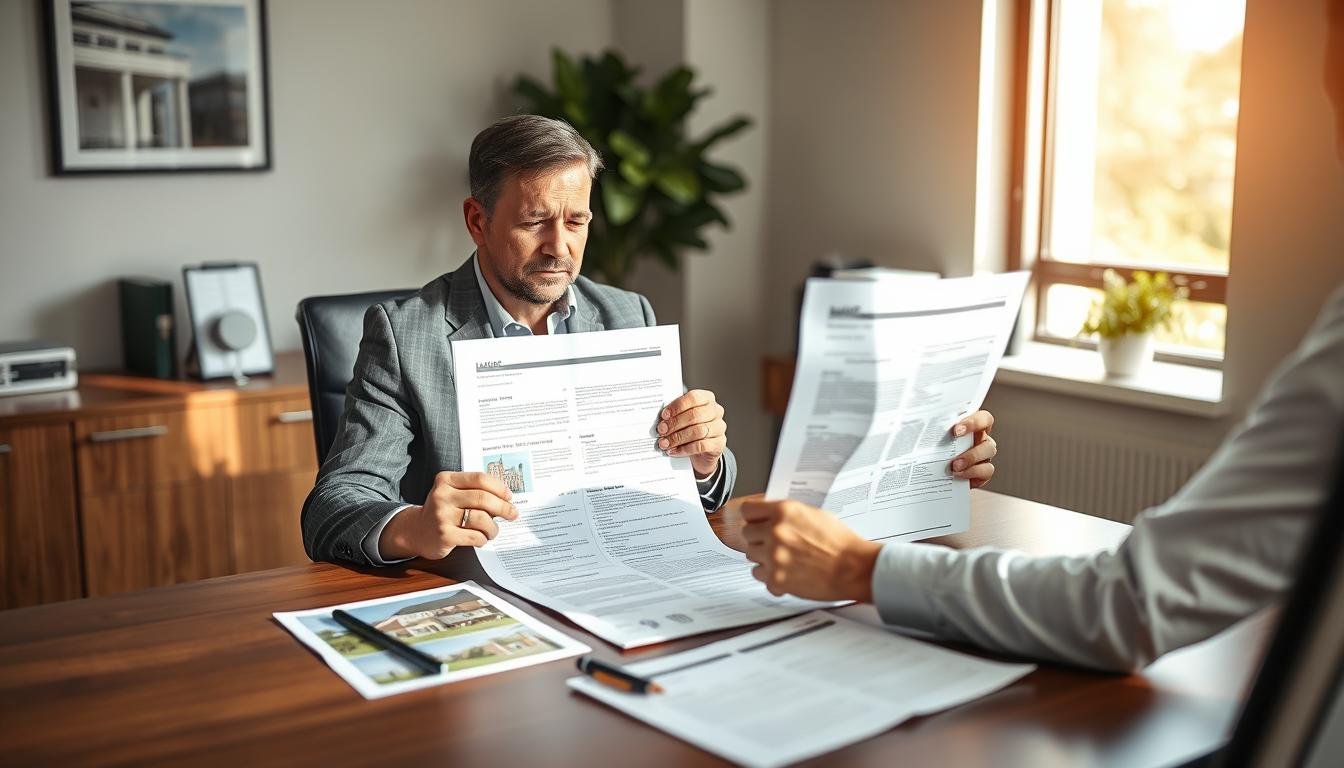 Real estate investor reviewing 1031 exchange documents with financial advisor