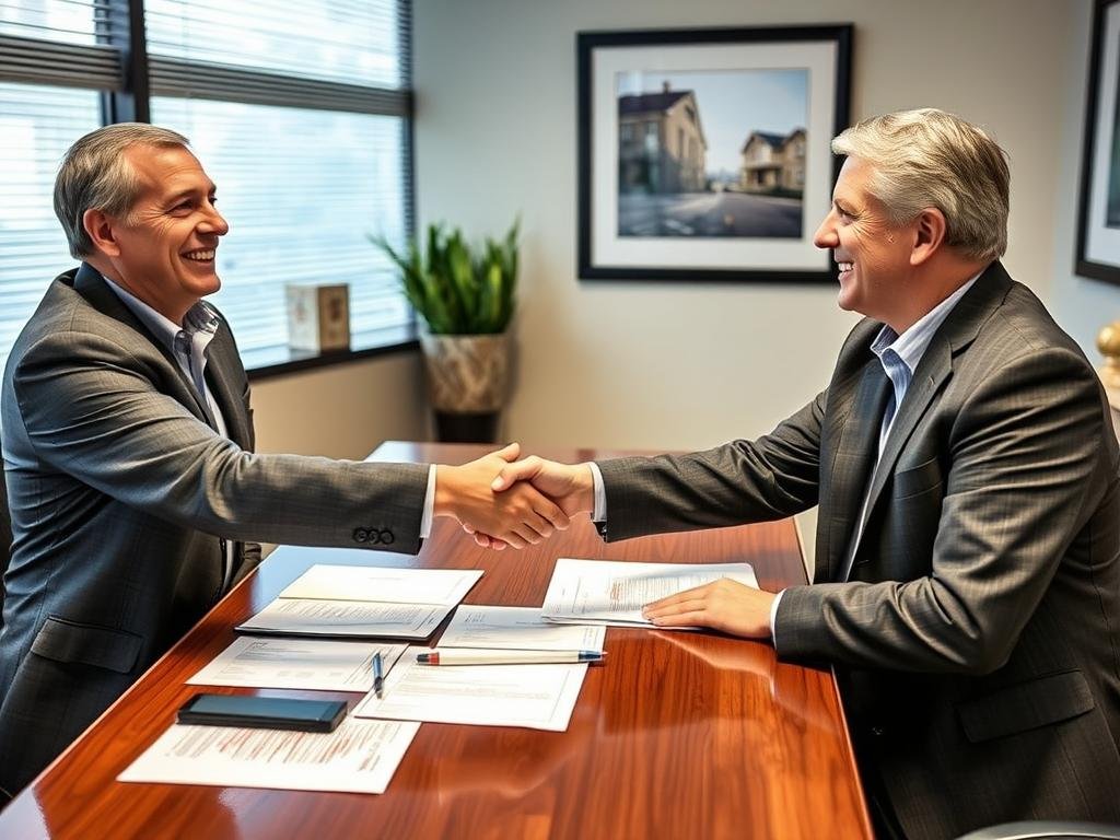 Satisfied client shaking hands with Ultra 1031 Exchange specialist after successful exchange