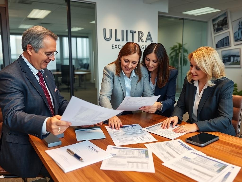 Ultra 1031 Exchange team members reviewing real estate transaction documents